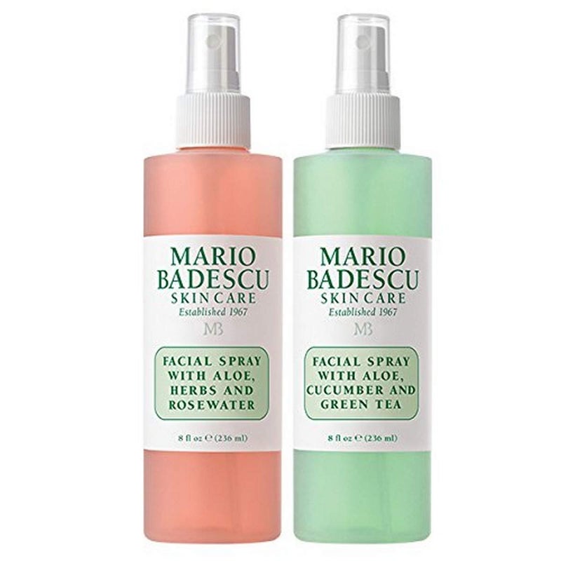 Mario Badescu Facial Spray Aloe, Rose Water and Cucumber - Green Tea Duo for Face, Neck or Hair, Cooling and Hydrating Face Mist for All Skin Types, Dewy Finish, 8 Fl Oz (Pack of 2) - Image 1