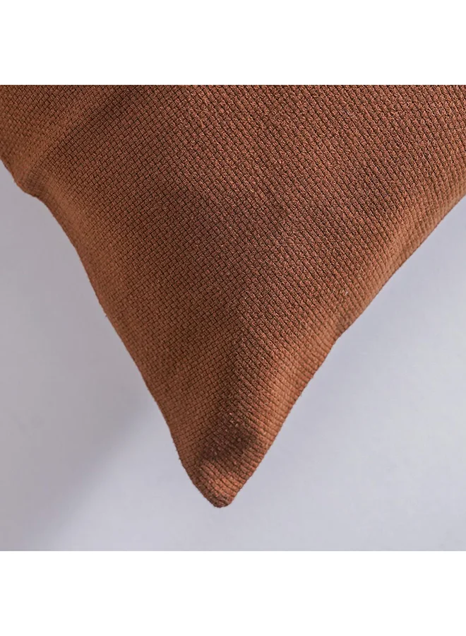 DANUBE HOME Danube Home Gleam Solid Texture Cushion Cover - Brown - 50x50 cm | Cotton Couch Pillow Cover For Living Room, Bed Room