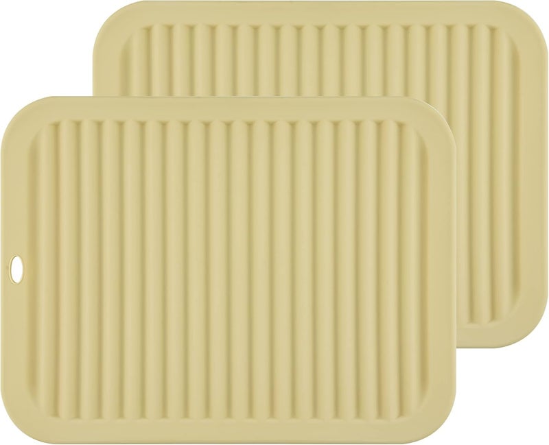 Smithcraft Silicone Trivets for Hot Dishes, Pots and Pans, Hot Pads for Kitchen Counter, Silicone Pot Holders Mats, Heat Resistant Mat for Quartz Countertops, Table Non Slip Trivet Mat Set Beige - Image 1