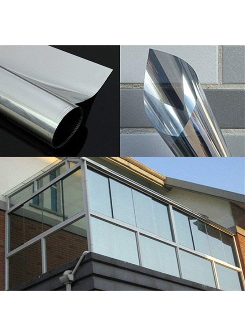 WPCTEV WPCTEV One Way Window Film Tint Daytime Pirivacy Mirror Glass Self-Adhesive Sun Blocking Heat Control Anti Uv DIY for Home Office Silver 11.8 Inch x 13.1 Feet  - Image 4
