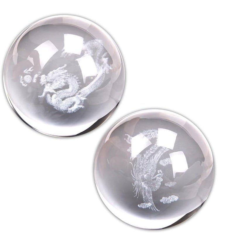 Tangseajiao 2 Pcs Baoding Balls for Hand Therapy Chinese Health BallsExercise Stress Balls Dragon Crystals Balls for Hand MassageStress Relief and Exercise Massage Tools and Equipment 158inch Dragon Balls