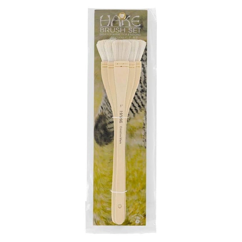 Creative Mark Hake Brush Sets - Hake Brush Set Paintbrush Soft White Hair Stitch-Tied Used for Wash and Background Work - [Hake Large Set of 3] - Image 3