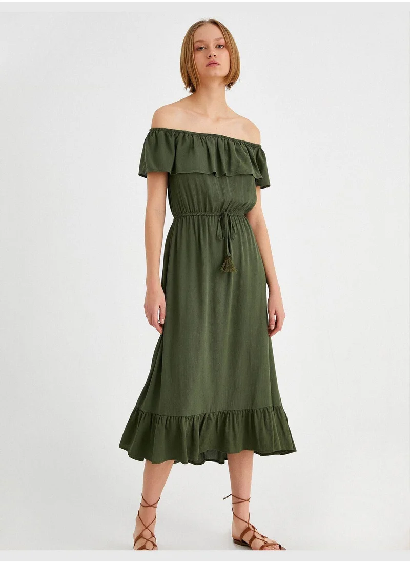 كوتون Midi Frill Dress