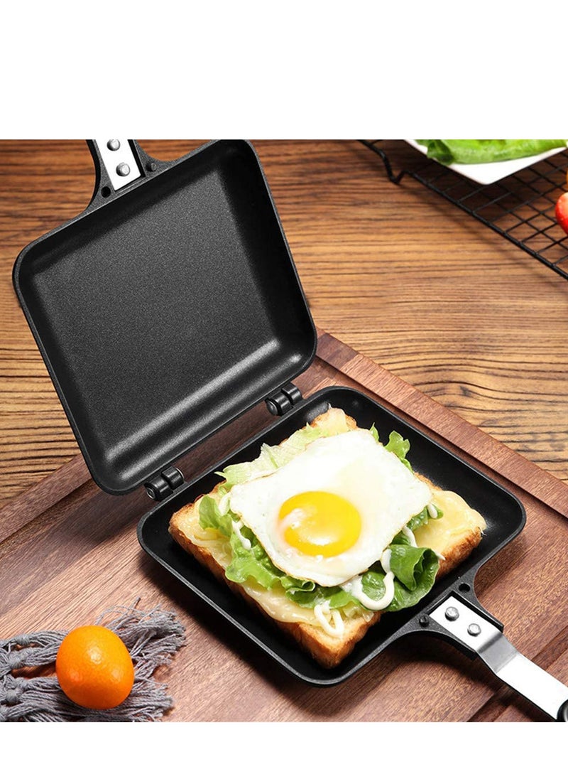 SYOSI - Toasted Sandwish Maker, Double Sided Frying Pan, Non-Stick Stovetop Toastie Maker with Handles Double Sided Grill Pan for Panini Snack Breakfast - Image 1