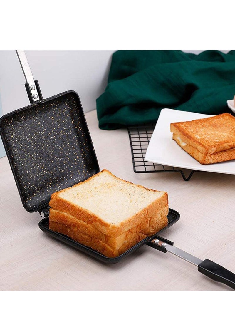 SYOSI - Toasted Sandwish Maker, Double Sided Frying Pan, Non-Stick Stovetop Toastie Maker with Handles Double Sided Grill Pan for Panini Snack Breakfast - Image 1