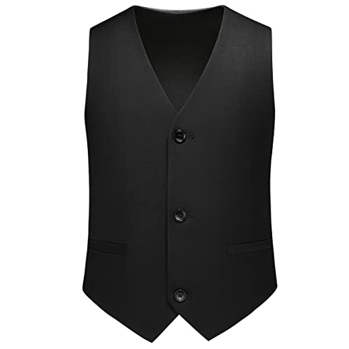 Lamgool Boys Suits 3 Piece Slim Fit Formal Suit Set with Tuxedo Jacket Vest Pants for Kids Wedding Ring Bearer Party Size 14 Black - Image 3