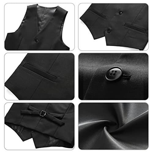 Lamgool Boys Suits 3 Piece Slim Fit Formal Suit Set with Tuxedo Jacket Vest Pants for Kids Wedding Ring Bearer Party Size 14 Black - Image 5