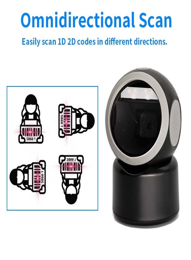 Alacrity 2D 1D QR Desktop Barcode Scanner, Omnidirectional Hands Free USB Wired Barcode Reader, Capture Codes on Screen, 3300DW, Black - Image 4