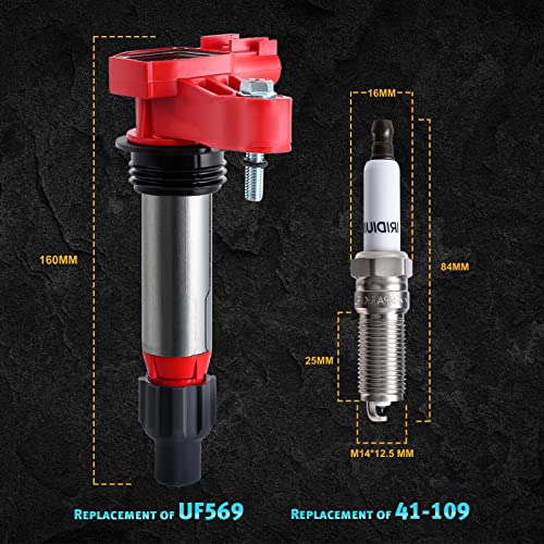 Pilida Ignition Coil Pack Compatible with Chevrolet Camaro Equinox Impala Malibu Traverse Buick Cadillac GMC 3.0L 3.6L Replacement For Ignition Coils UF569 41-109 Iridium Spark Plug Set of 6 - Image 5