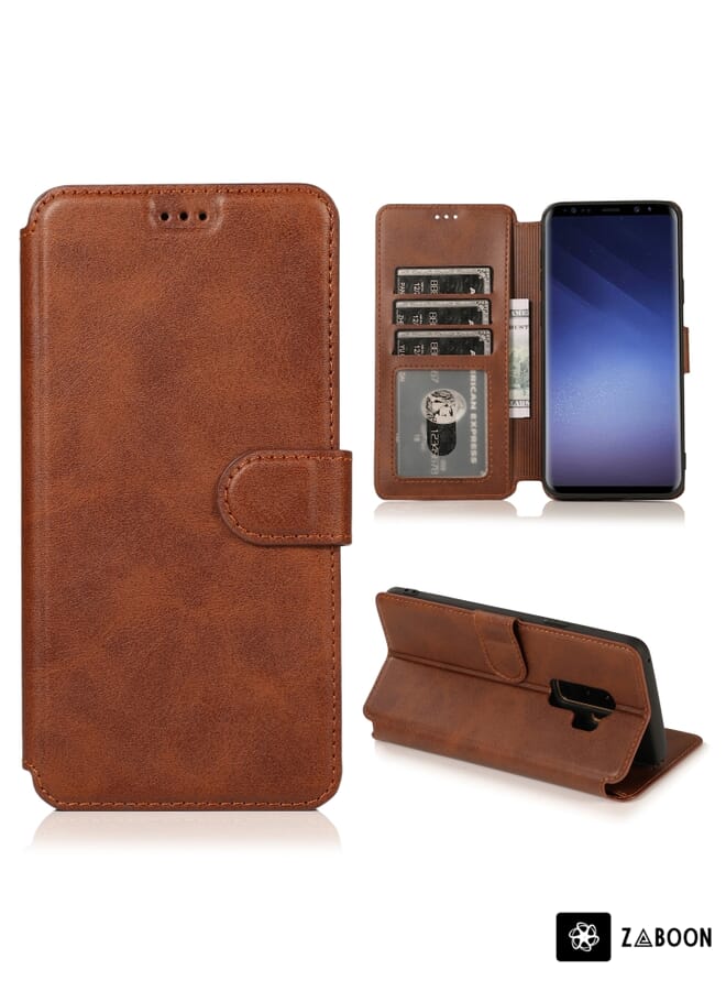 Zaboon حافظة واقية لهاتف سامسونج جالاكسي S9+ مضادة للصدمات من جلد PU + TPU - Image 1