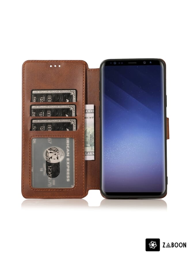 Zaboon حافظة واقية لهاتف سامسونج جالاكسي S9+ مضادة للصدمات من جلد PU + TPU - Image 4