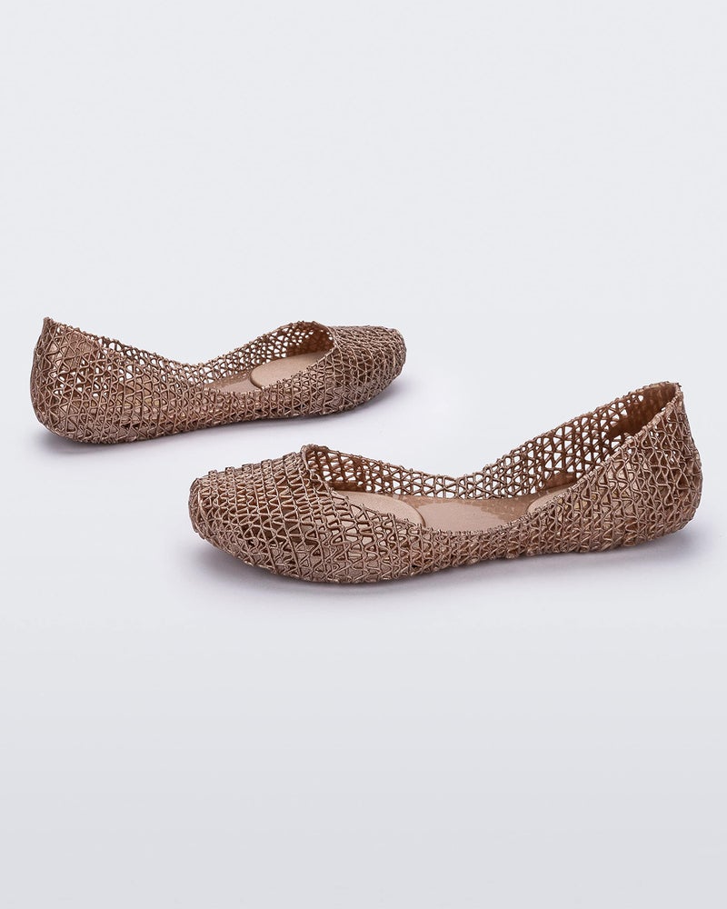 Melissa Campana Papel-Flats for Women - Comfortable, Stylish & Flexible-Slide-On Closed-Toe Jelly-Flat Shoes with Hollow Interwoven Cut Out Design, Metallic Rose, 9 - Image 4