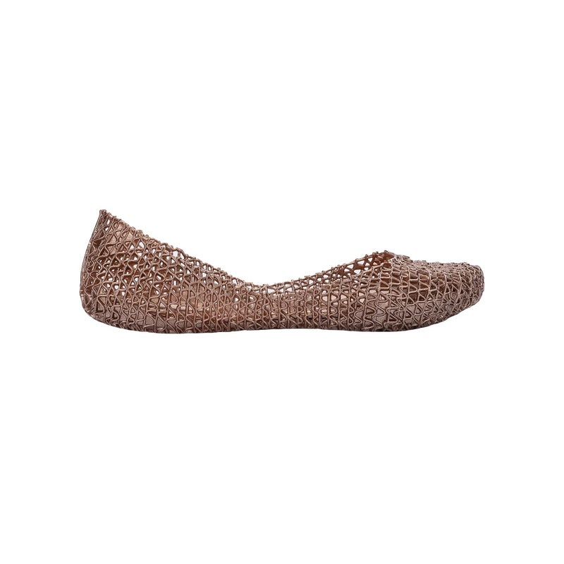 Melissa Campana Papel-Flats for Women - Comfortable, Stylish & Flexible-Slide-On Closed-Toe Jelly-Flat Shoes with Hollow Interwoven Cut Out Design, Metallic Rose, 9 - Image 1