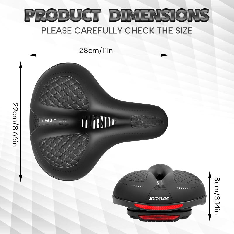 BUCKLOS Comfortable Bike Seat Cushion for Men Women Wide Bicycle Saddle Soft Memory Foam Padded Replacement Seats Fit for Peloton, Exercise Bikes, Ebike,Cruiser - Image 5