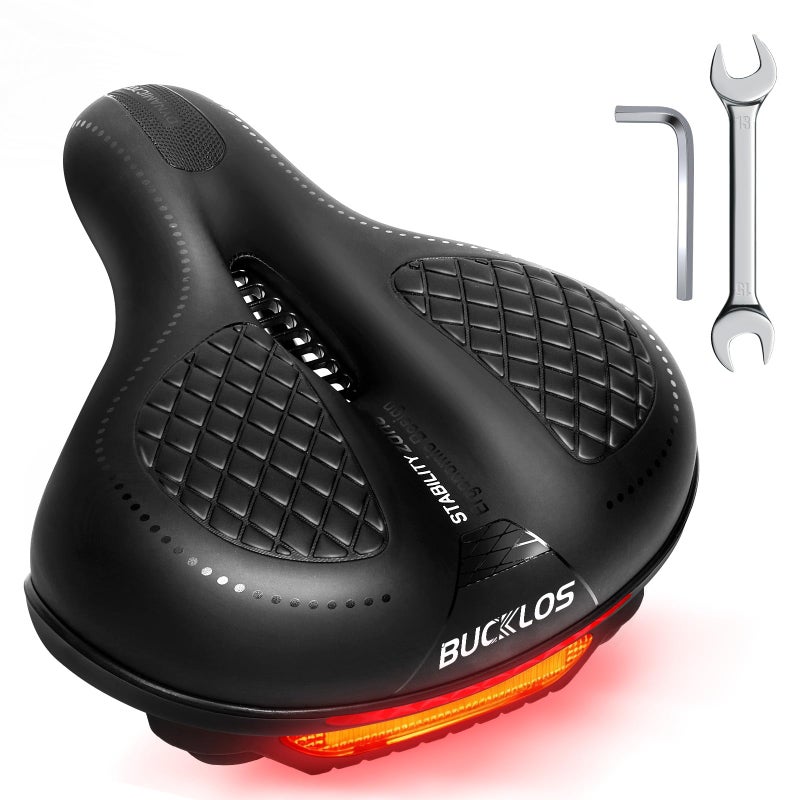 BUCKLOS Comfortable Bike Seat Cushion for Men Women Wide Bicycle Saddle Soft Memory Foam Padded Replacement Seats Fit for Peloton, Exercise Bikes, Ebike,Cruiser - Image 1