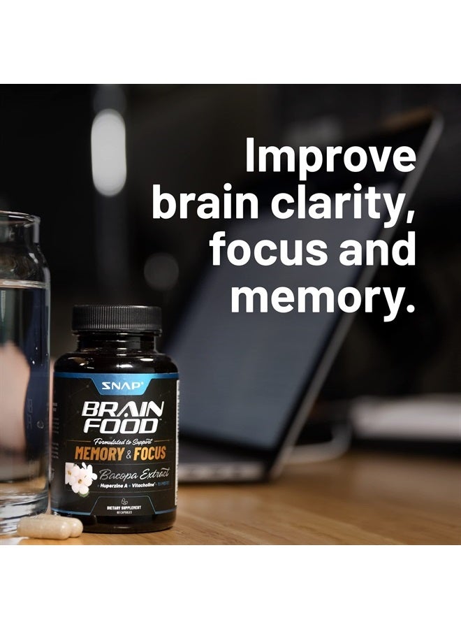 SNAP SUPPLEMENTS مكمل نوتروبيكس لتعزيز الدماغ للذاكرة والتركيز - تحسين تركيز الدماغ، الوضوح والذاكرة للمسنين والبالغين + تعزيز الطاقة والمزاج - مستخلص باكوبا، جنكو بيلوبا (60 كبسولة) - Image 2