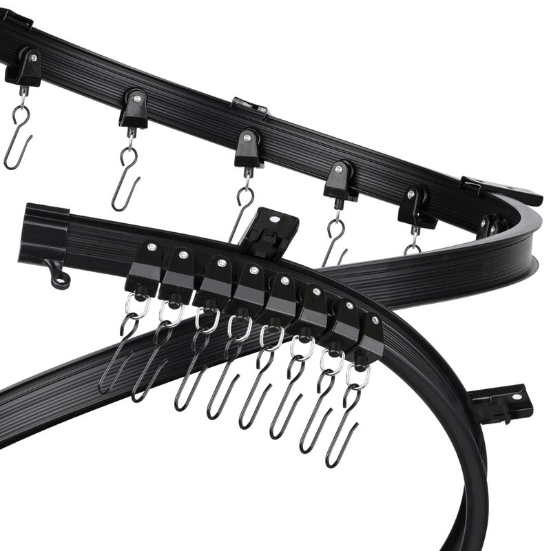 Fubeasi Black Flexible Bendable Ceiling Curtain Track Curved Ceiling Track for Curtains Room Divider Ceiling Track Rail System with Hooks2 m 66 ft