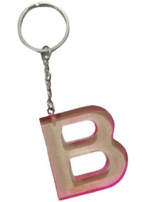 Handmade resin keychain, letter B, transparent red