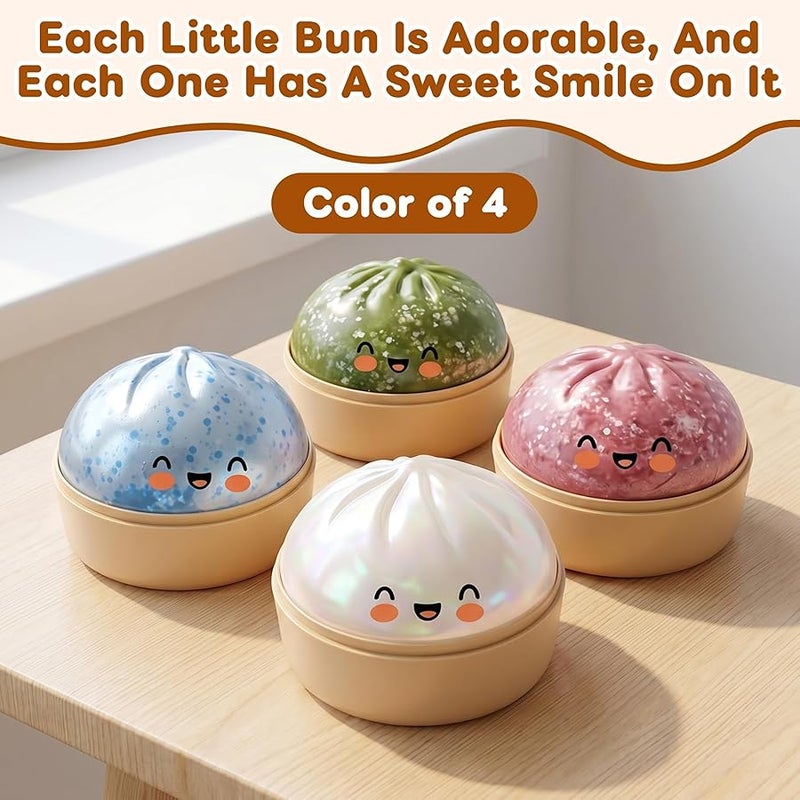 hepanio Glitter Dumpling Squishy,Dumpling Squishies,Glitter Dumpling Mystery Box,Colorful Dumpling Stress Balls Fidget,Jumbo Squishy Toy with Steamer Box Suitable for Adult use in Offices (Glitter Green) - Image 4