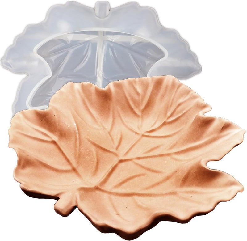 japleed Textured Tray Silicone Molds, Maple Leaf Tray Resin Concrete Molds, Leaf Jewelry Tray Candle Holder Container molds, Epoxy Resin Casting Clay Molds for Storage Craft Making  Decoration - Image 1