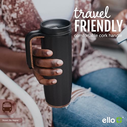 Ello Magnet 18oz Stainless Steel Travel Mug with Handle and Leak Proof Lid | Vacuum Insulated Coffee Cup Keeps Drinks Hot for 5 Hours | BPA Free Tumbler with Built In Coaster, Poseidon - Image 4