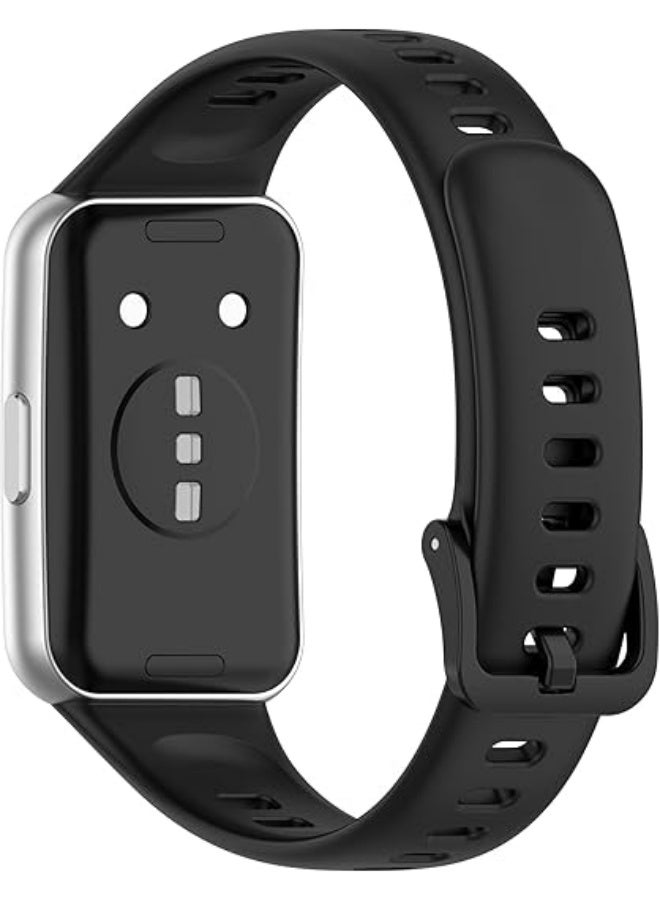 OLYSON 2-Pack TPU Sport Watch Band for Huawei Band 11 / Band 11 Pro, Soft Silicone Breathable Waterproof Replacement Strap, Pink + Black - Image 4