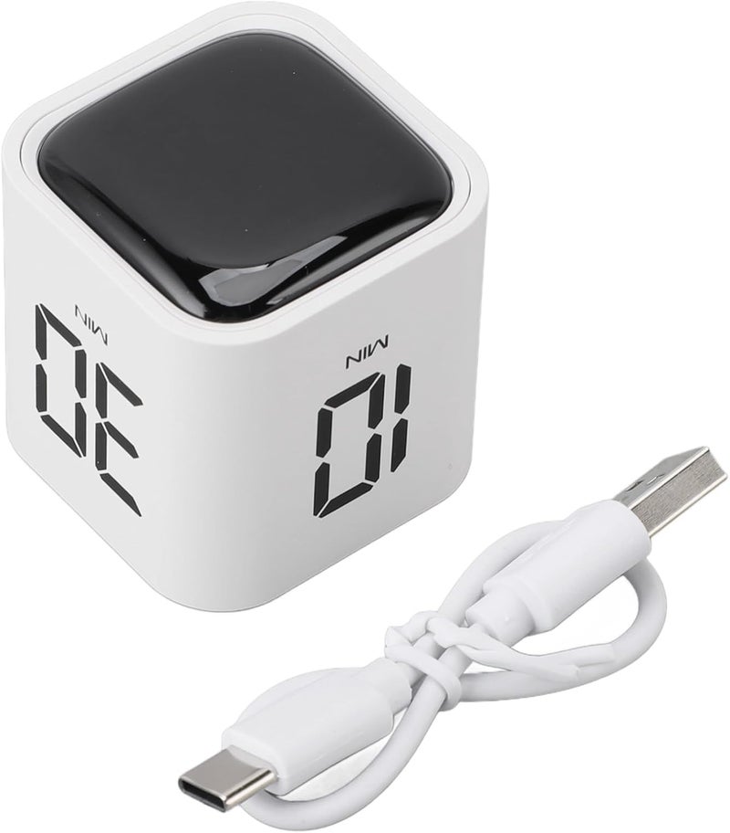 Digital Cube Timer, Timer 2 Modes Time Management Adjustable Volume for Study for Cooking (White) - Image 1