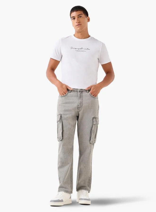 Iconic Iconic Men Slim Fit Crew Neck Short Sleeves Printed T-shirt