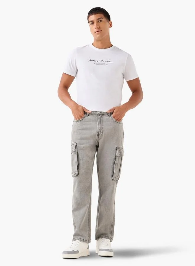 Iconic Iconic Men Slim Fit Crew Neck Short Sleeves Printed T-shirt