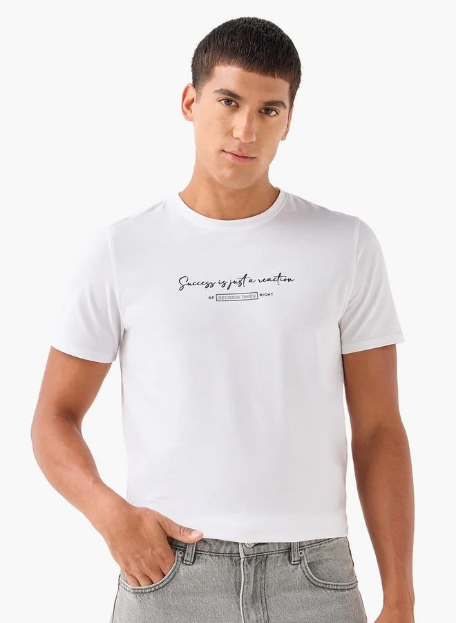 Iconic Iconic Men Slim Fit Crew Neck Short Sleeves Printed T-shirt