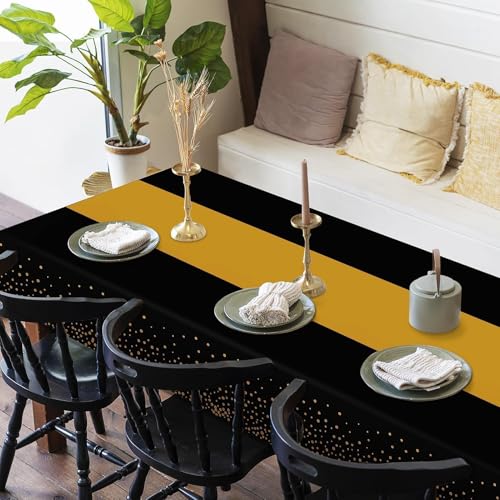Childom 3 Pack Black and Gold Tablecloths for Events,54"x108" Plastic Table Cloths for Rectangle Tables,Disposable Party Table Covers for New Years Eve Decorations 2026,Holiday Birthday Wedding Dining - Image 4
