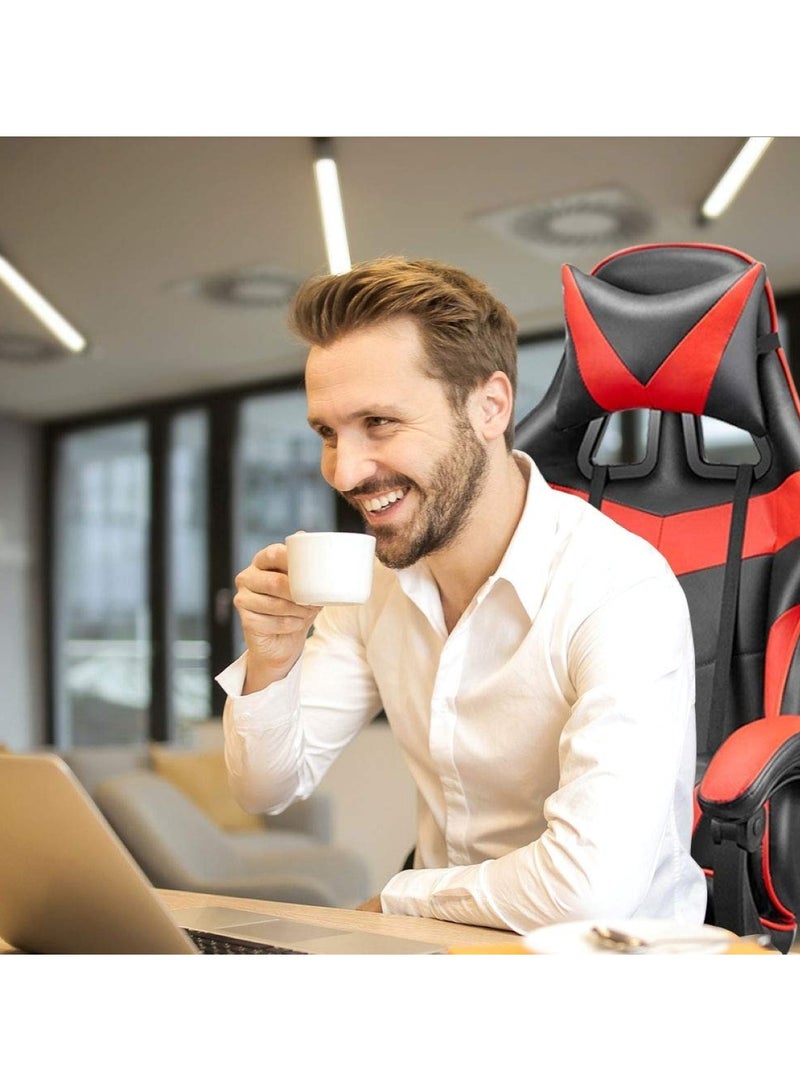 هويتك كرسي ألعاب مريح عالي التحمل مع مسند للرأس ومسند للقدمين باللون الأحمر  - Image 3
