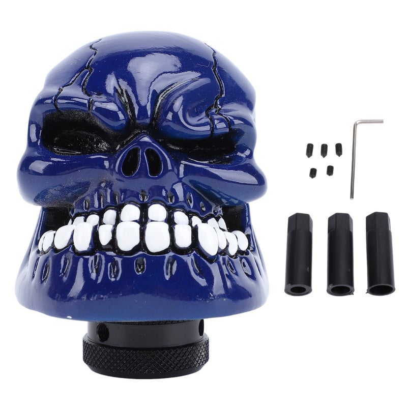 Skull Shift Knob 15mm Universal Resin Shifter Knob With 3 Adapters - Cool Skull Design Gear Shift Lever Knob for Manual Automatic Transmission Cars - Image 1