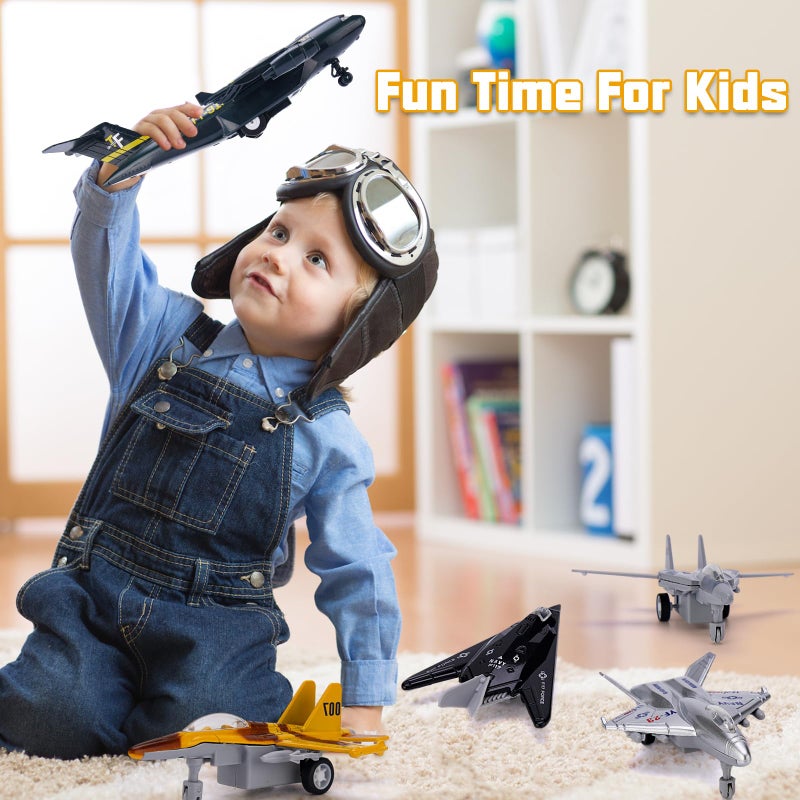 Crelloci 5 Pack Army Navy Airplane Toys Set with Light & Sounds, Military Fighter Jet Die Cast Plane Metal Aircraft Toy, Pull Back Aircraft Gift for Kids Toddlers Boys Girls Ages 3+ - Image 5