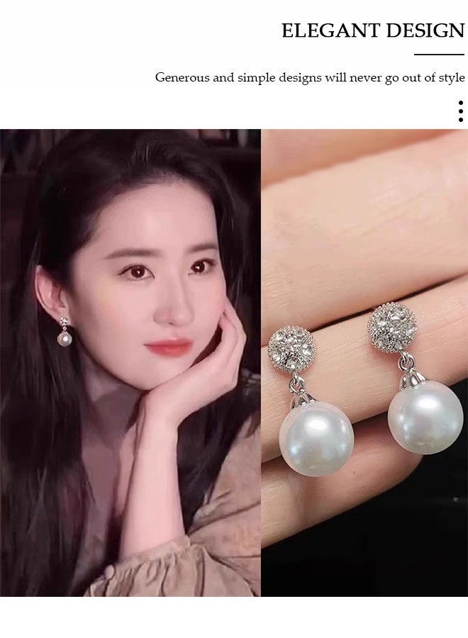 DUNISO Women's Pearl Dangle Earrings, Hypoallergeni Dangle Earrings Studs ,ashionable Lightweight Hypoallergenic Stud Earring for Women Girls Jewelry Gift - Image 2