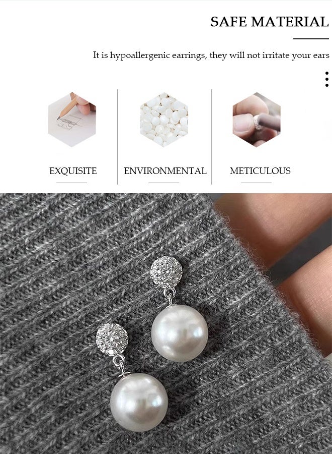 DUNISO Women's Pearl Dangle Earrings, Hypoallergeni Dangle Earrings Studs ,ashionable Lightweight Hypoallergenic Stud Earring for Women Girls Jewelry Gift - Image 3