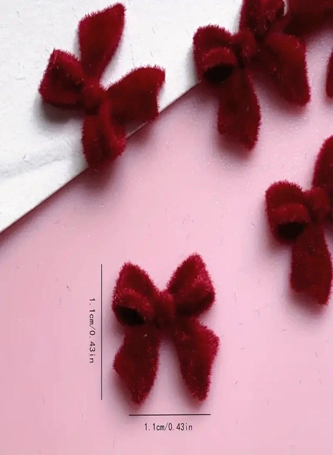 UCCASA 30Pcs Velvet Red Bow Nail Charms Valentine's 3D Red Bow Art Supplies for Acrylic Nails Winter Style Flocked Butterfly Knot Nail Gems and Charms Nail Jewelry for Women DIY Nail Decoration Accessories - Image 5