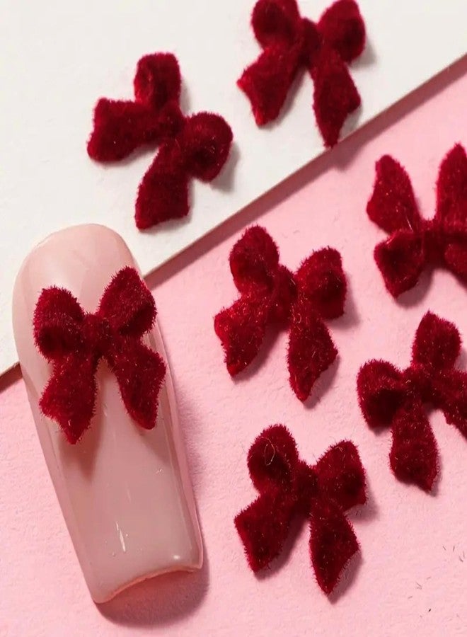 UCCASA 30Pcs Velvet Red Bow Nail Charms Valentine's 3D Red Bow Art Supplies for Acrylic Nails Winter Style Flocked Butterfly Knot Nail Gems and Charms Nail Jewelry for Women DIY Nail Decoration Accessories - Image 4