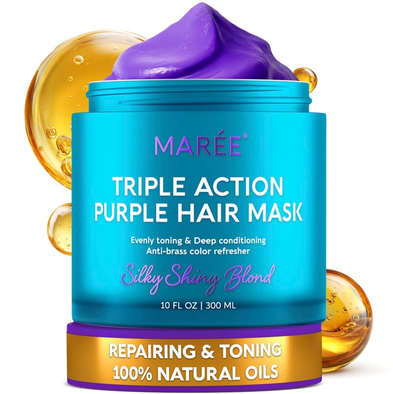 MAREE Deep Conditioning Purple Hair Mask for Blonde Hair – Purple Toner for Brassy, Bleached, Silver, or Color Treated Hair – Hair Repair Mask Keratin Hair Treatment – Matizador Para Cabello Rubio - Image 1