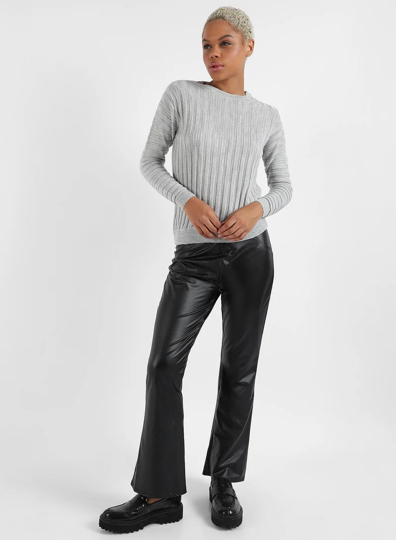 Campus Sutra Campus Sutra Women's Ribbed Knit Sweater
