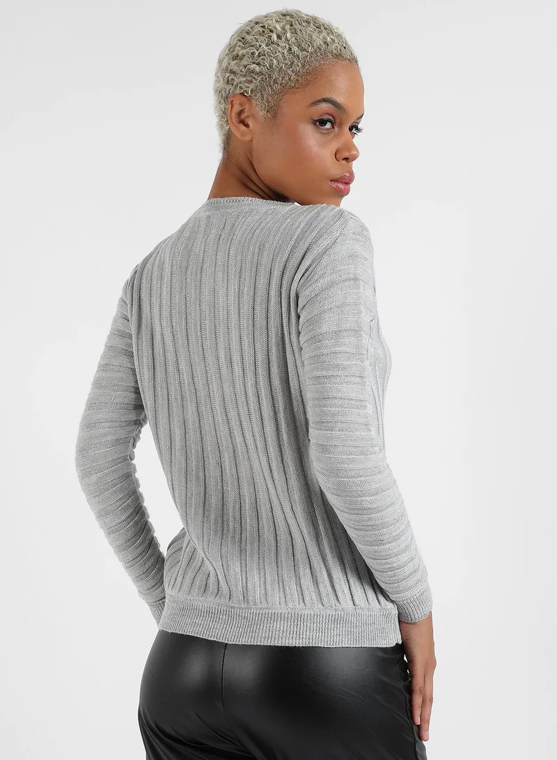Campus Sutra Campus Sutra Women's Ribbed Knit Sweater