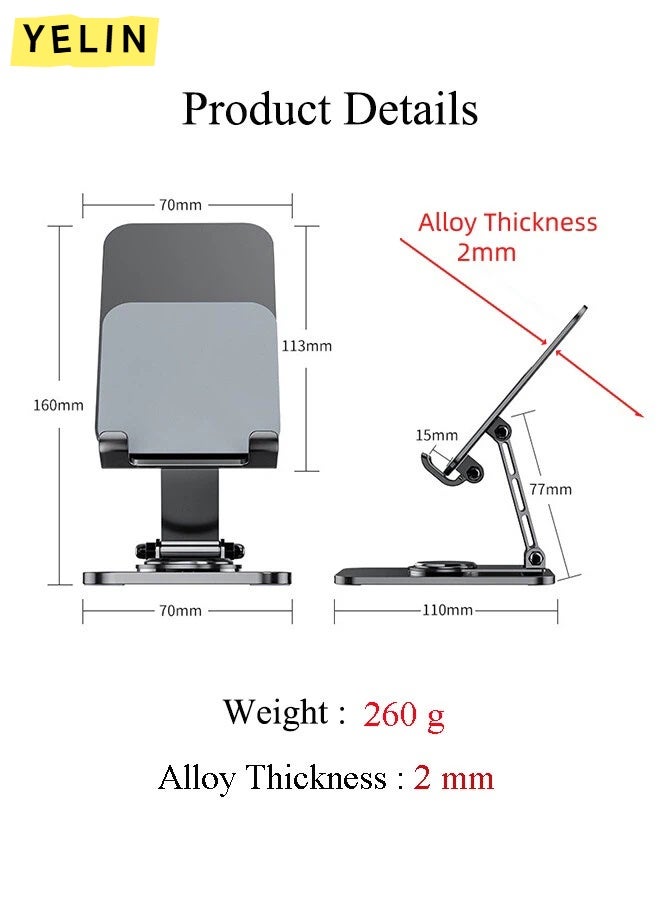 YELIN Adjustable Phone Stand for Desk - 360 Rotating Foldable Cell Phone Holder Desktop Portable Cellphone Stand, Office Desk Accessories for iPhone 17 16 15 14 13 Pro Max, 4-10” Smartphones, iPad - Image 4
