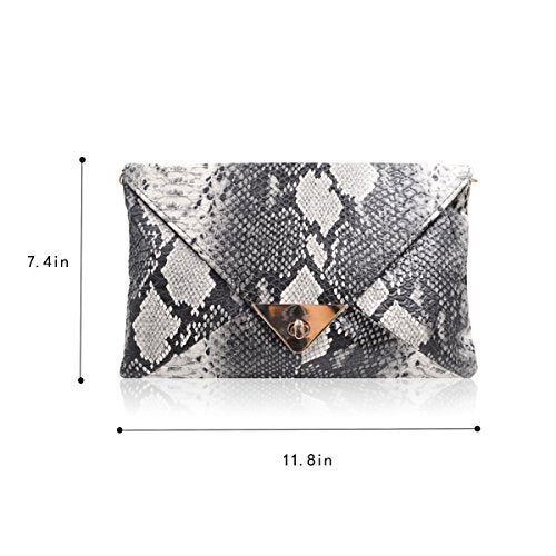 Aisi Women's Clutch Bag Messenger Shoulder Handbag Tote Bag Purse-Snakeskin clutch Envelope - Image 2