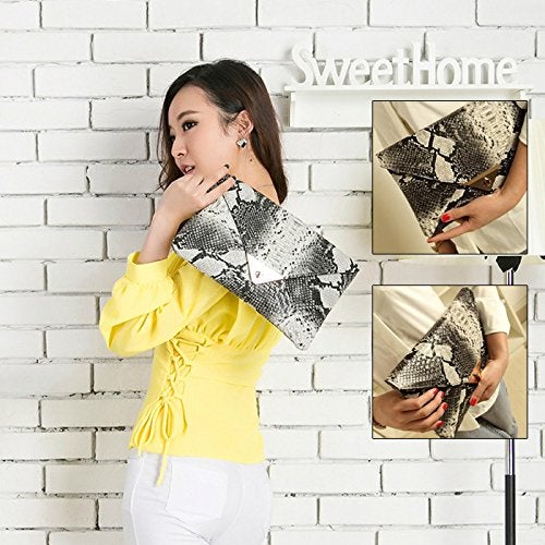 Aisi Women's Clutch Bag Messenger Shoulder Handbag Tote Bag Purse-Snakeskin clutch Envelope - Image 5