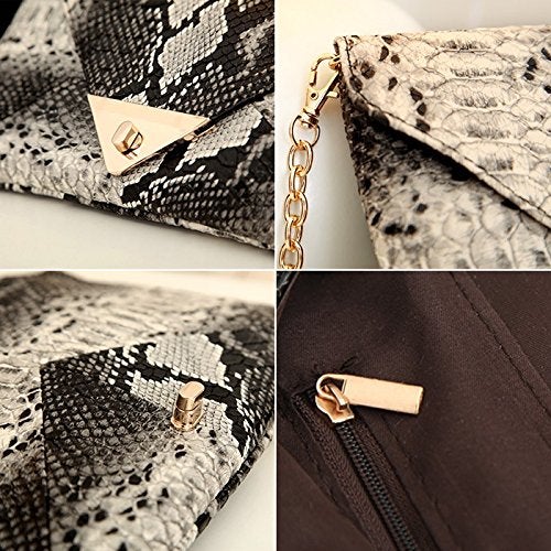 Aisi Women's Clutch Bag Messenger Shoulder Handbag Tote Bag Purse-Snakeskin clutch Envelope - Image 4