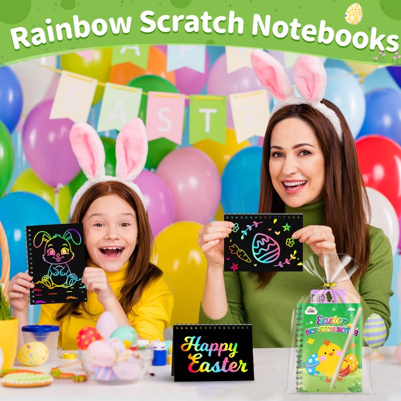 ZMLM Easter Classroom Gifts For Students: 24 Pack Scratch Rainbow Art Notebook Paper, Party Favors For Kids 4-8, Birthday Goodie Bags Stuffers, Student Prizes From Teacher, Kindergarten Toy - Image 5
