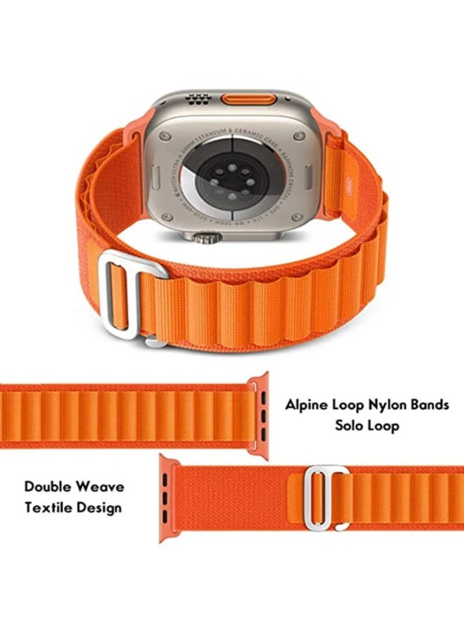 Watch Alpine Loop Band 49mm 45mm 44mm 42mm Nylon Woven Sport Strap Compatible with Apple Watch Ultra Series 8 7 SE 6 5 4 3 2 – Durable & Adjustable Replacement Band, Orange - Image 2