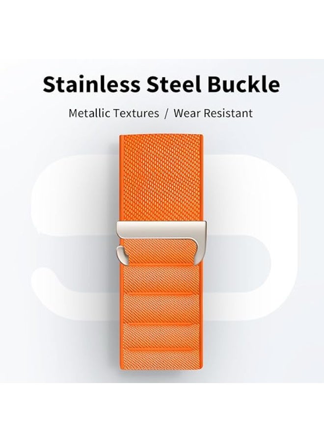 Watch Alpine Loop Band 49mm 45mm 44mm 42mm Nylon Woven Sport Strap Compatible with Apple Watch Ultra Series 8 7 SE 6 5 4 3 2 – Durable & Adjustable Replacement Band, Orange - Image 4