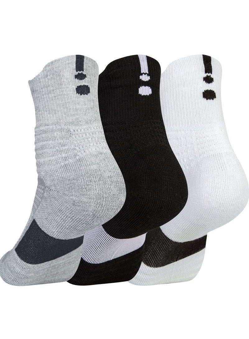 Generic Men's Elite Outdoor Basketball Socks, Thick Athletic Running Badminton Mid Tube Sports Socks with Sweat Absorption, Non-Slip Design for Teens and Adults, 3 Pairs - Image 1