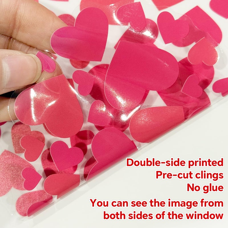 Zevulizen Valentineâ€™s Day Window Clings, 8 Sheet Happy Valentine Window Clings Double-Sided Heart Stickers for Home Classroom Wedding Anniversary Party - Image 4